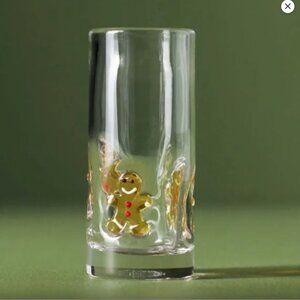 Anthropologie (2) Festive Icon Shot Glass Gingerbread Man -NIB
